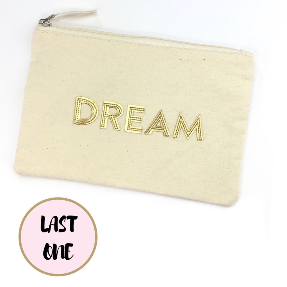 Gold Graphic DREAM Canvas Cosmetic Bag - Picture 1 of 6